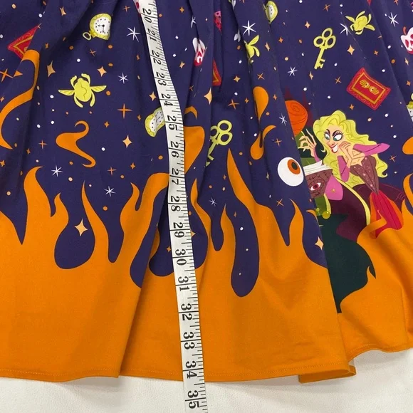 Disney Dress Shop Hocus Pocus Dress Size L tea length Halloween witches flames - Picture 11 of 13